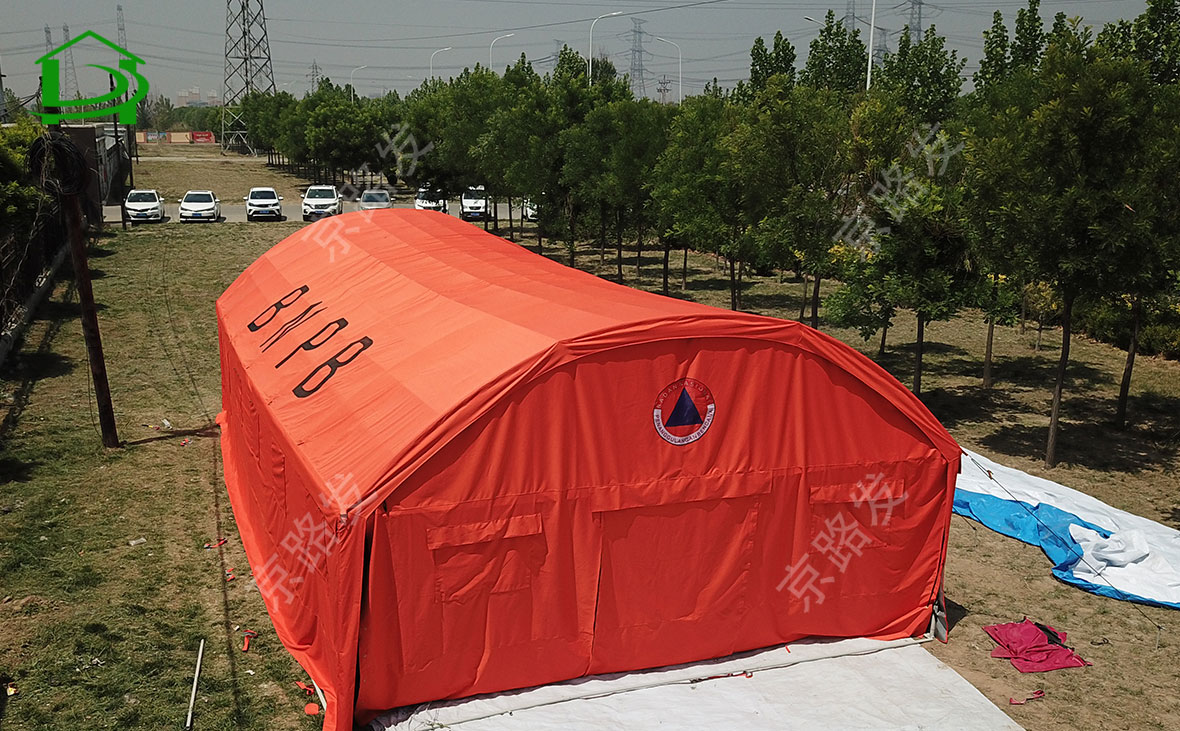 1000 sets of steel frame oxford cloth curved roof rescue tents, exported to Indonesia!