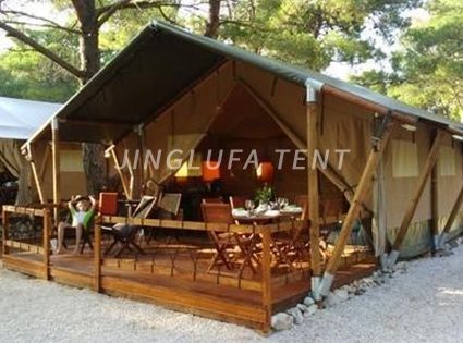 Aluminum frame glass door luxury camping hotel tent